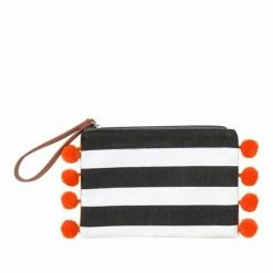 Caroline Gardner Stripe Pom Pom Pouch