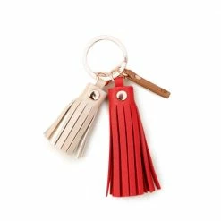 Caroline Gardner Pink Red Double Tassel Keyring