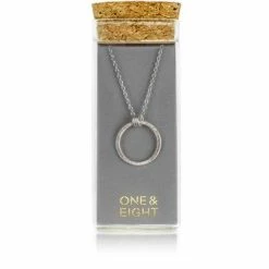 One & Eight Silver Midi Brushed Hoop Necklace