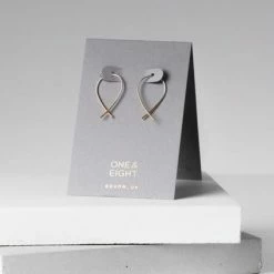 One & Eight Gold Dipped Silver Mini Crossover Earrings