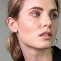 One & Eight Silver Semi Circle Studs