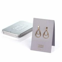 One & Eight Gold Double Teardrop Stud Earrings