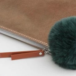 Caroline Gardner Rose Gold Pouch With Green Pom
