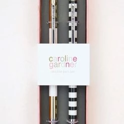 Caroline Gardner Gold And Stripe Double Pen Set