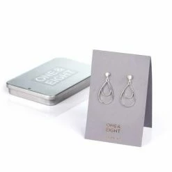 One & Eight Silver Double Teardrop Earrings