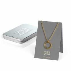 One & Eight Eternity Brushed Gold Necklace 15mm