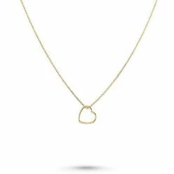 One & Eight Gold Open Heart Necklace