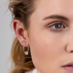 One & Eight 2128 White Seaglass Silver Hoop Earrings