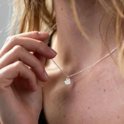 One & Eight Brushed Heart Silver Necklace