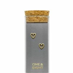 One & Eight Gold Open Heart Studs