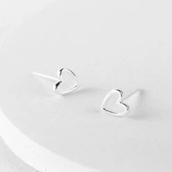 One & Eight Silver Open Heart Studs