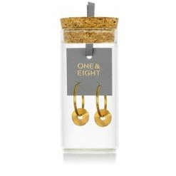One & Eight Gold Tolvan Hinged Hoop Studs