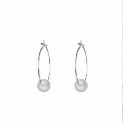 One & Eight 2128 White Seaglass Silver Hoop Earrings