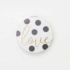 Caroline Gardner White Love Scattered Spot Pocket Mirror
