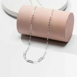 One & Eight 2263 Silver Paperclip Chain Necklace Short