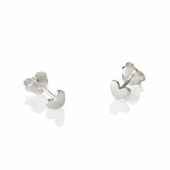 One & Eight Silver Heart Studs