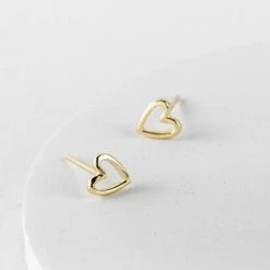 One & Eight Gold Open Heart Studs