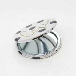 Caroline Gardner White Love Scattered Spot Pocket Mirror