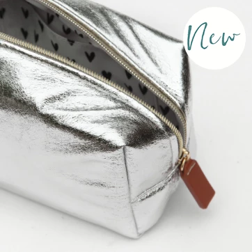 Caroline Gardner Silver Crackle Box Cosmetic Bag 1 Caroline Gardner Silver Crackle Box Cosmetic Bag