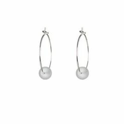 One & Eight White Seaglass Silver Hoop Earrings