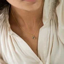 One & Eight 2206 Smoke Glass Charm Gold Necklace