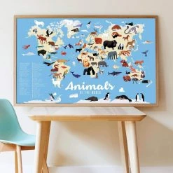 Poppik Póster Educativo De Pegatinas Animales Del Mundo