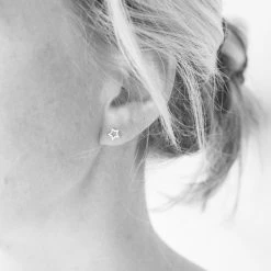 One & Eight Silver Tiny Open Star Studs