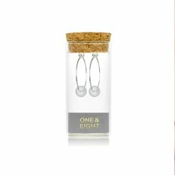 One & Eight 2128 White Seaglass Silver Hoop Earrings