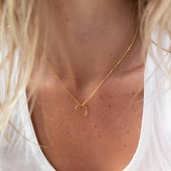 One & Eight Eternity Brushed Gold Necklace 15mm