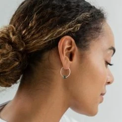 One & Eight Teal Sea Glass Silver Earrings