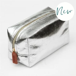 Caroline Gardner Silver Crackle Box Cosmetic Bag