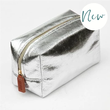 Caroline Gardner Silver Crackle Box Cosmetic Bag 2 Caroline Gardner Silver Crackle Box Cosmetic Bag