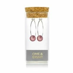 One & Eight Amethyst Seaglass Silver Hoop Earrings