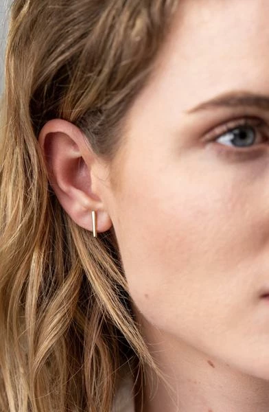 One & Eight Gold Bar Studs 1 One & Eight Gold Bar Studs