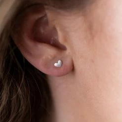 One & Eight Silver Heart Studs