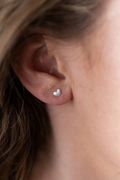 One & Eight Silver Heart Studs 1 One & Eight Silver Heart Studs