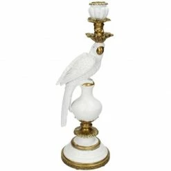 Melting Pot Amsterdam Candle Stick Bird White A 40x13x15cm