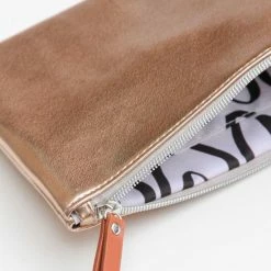 Caroline Gardner Rose Gold Pouch With Green Pom