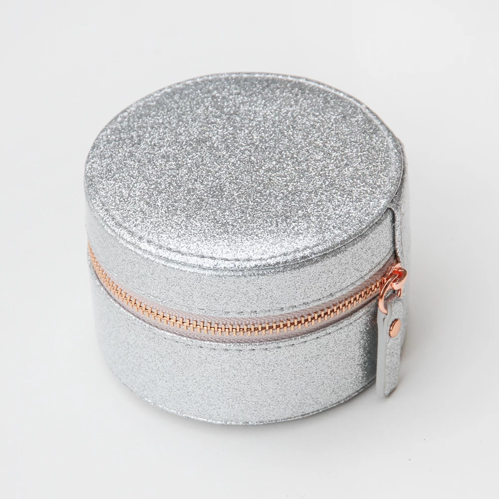 Caroline Gardner Round Silver Glitter Jewellery Box 2 Caroline Gardner Round Silver Glitter Jewellery Box