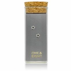 One & Eight Silver Tiny Open Star Studs