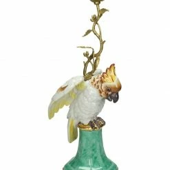 Melting Pot Amsterdam White and Jade Green Candlestick with Cockatoo of Fine Earthenware 3770