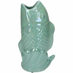 Melting Pot Amsterdam Vaasje Vis Van Fijn Aardewerk Groen 15.5x10x28cm