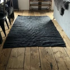 Muubs Black Leather Woven Rug