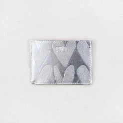 Caroline Gardner Travel Card Holder Embossed Silver Hearts