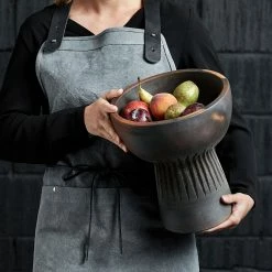 Muubs Large Brown Black Terracotta Fire Bowl