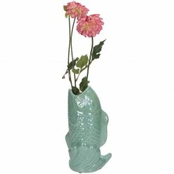 Melting Pot Amsterdam Vaasje Vis Van Fijn Aardewerk Groen 15.5x10x28cm