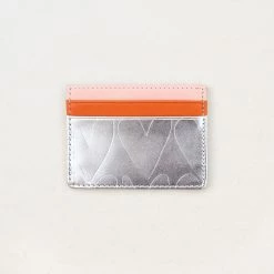Caroline Gardner Travel Card Holder Embossed Silver Hearts
