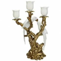 Melting Pot Amsterdam Candle Stick Two Birds White 38x13x23cm