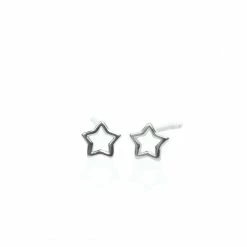 One & Eight Silver Tiny Open Star Studs