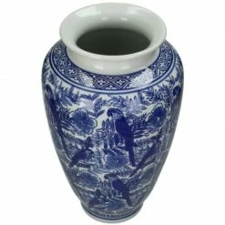 Melting Pot Amsterdam Vase Parrot Porcelain Blue18x18x36cm